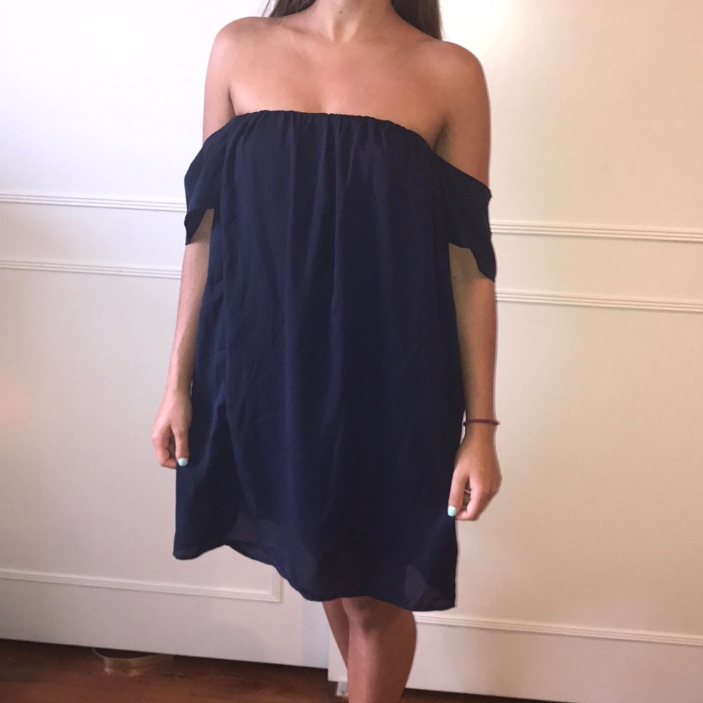 Navy Blue off the shoulder dress